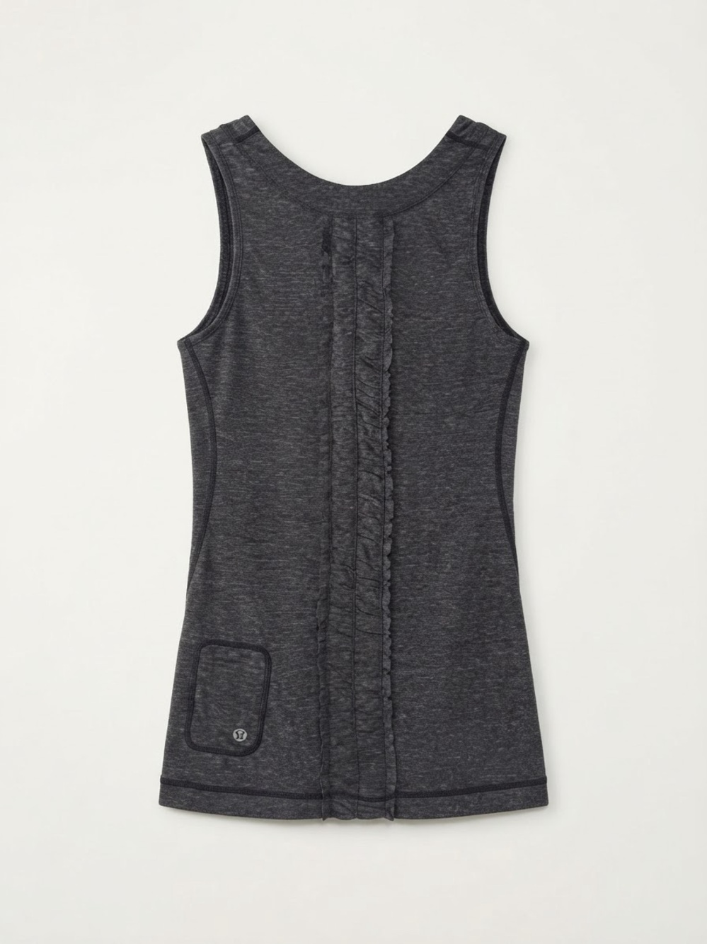 Lululemon Heathered Black Gray Ruffled Back Workout Tank Top Size 6